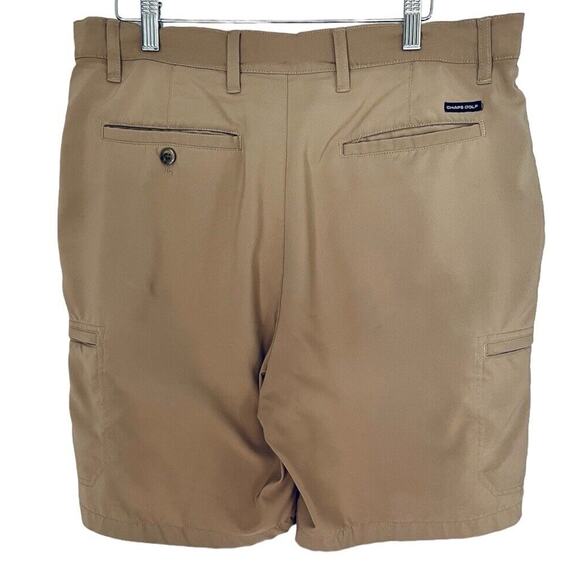 Chaps Shorts Mens Golf Cargo Size 34 Back Pockets Button Beige Zip Pockets - Picture 2 of 6